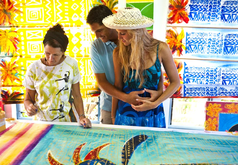Explore local stores, handmade goods and more while in the Cook Islands Shopping for textiles in Rarotonga