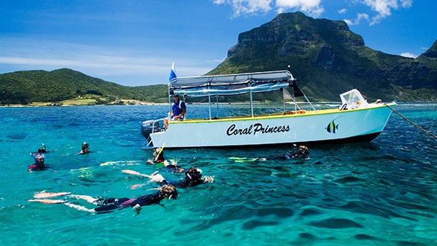snorkelling in Lord Howe Island Snorkelling off a boat
